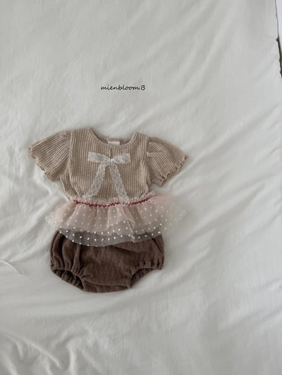 Bloom.b50｜(0m-18m) 紅滾邊波點薄紗圍裙3