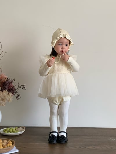 JE021｜(66cm-90cm) 蕾絲花紋薄紗包屁衣含帽子12