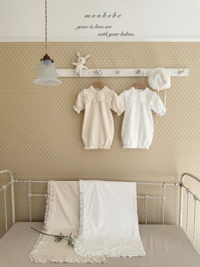MONBEBE22｜(0m-3m) 蕾絲滾邊連身衣6