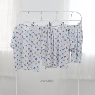 LIME&BLUE01｜(80-118cm MOM )  兔子親子居家服15