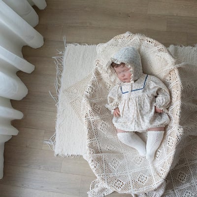 LEMONADE31｜(55cm-85cm) 2色碎花荷葉縮口袖包屁衣含帽子5