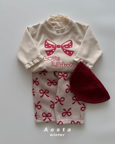 AOSTA21｜(6m-5y) 蕾絲邊蝴蝶結印花休閒上衣25