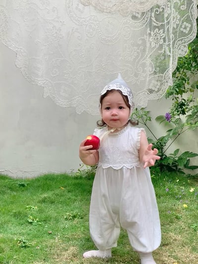 JE56｜(73-100cm) 刺繡花邊連身衣1