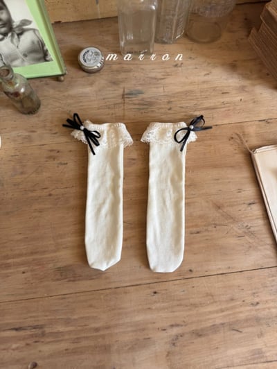 Marron36｜(3m-18m) 蕾絲蝴蝶結無根襪9