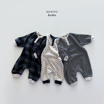Bonito58｜(3m-18m) 撞色絲絨連身衣3