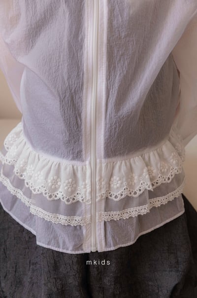 M-KIDS13｜(65-115cm) 荷葉滾邊連帽拉線外套10