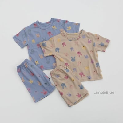 LIME&BLUE01｜(80-118cm MOM )  兔子親子居家服5