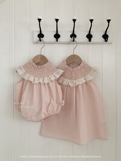 JE60｜(66-120cm) 粉嫩花邊領包屁衣/洋裝13