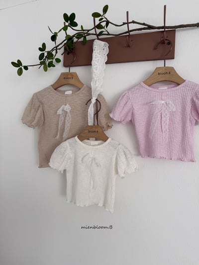 Bloom.b18｜(55cm-118cm) 羅紋蕾絲緞帶上衣1