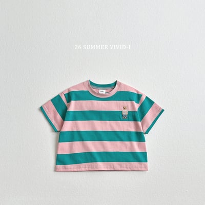 vivid63｜(78cm-125cm) 4款大條紋小熊刺繡上衣6
