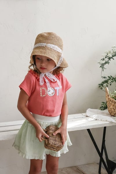 FLO33｜(75-140) 英字印花荷葉滾邊上衣15