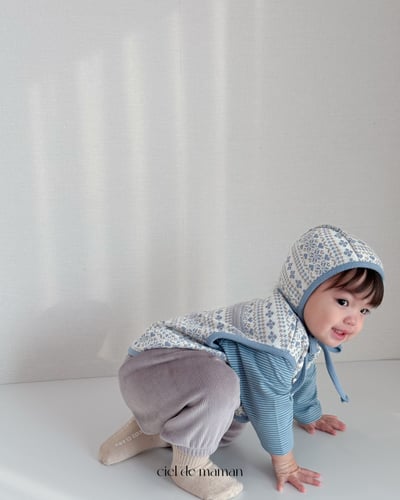 Cieldemaman10｜(6M~24M)  2色雪花針織背心含帽子10