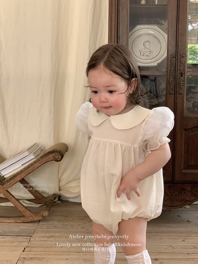 JE21｜(66-120cm) 赫本風網紗袖蝴蝶結包屁衣/洋裝10