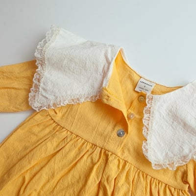 LEMONADE43｜(55cm-85cm) 3色蕾絲花邊翻領包屁衣含帽子15