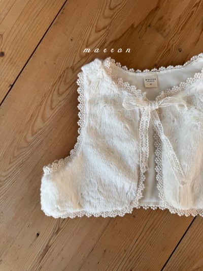 Marron 46｜(3m-18m) 法式蕾絲花邊刷毛綁帶背心3