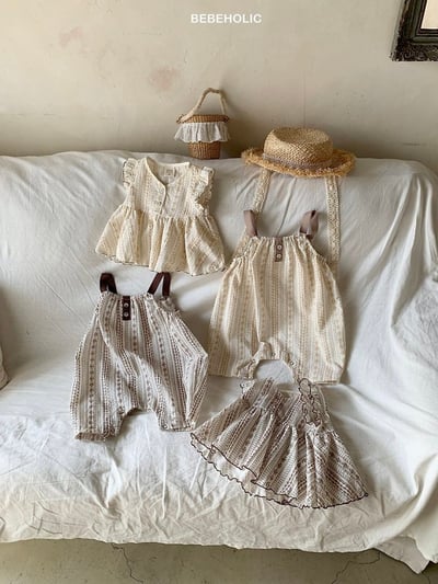 Bebe holic17｜(3m-18m) 復古碎花吊帶褲5