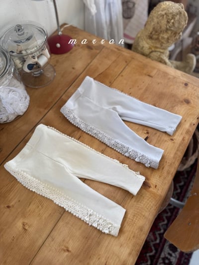 Marron52｜(1y-6y) 刺繡滾邊緊身褲1