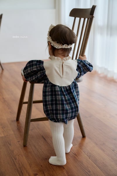 bebe nine12 (55cm-75cm) 2色荷葉立領格紋包屁衣9