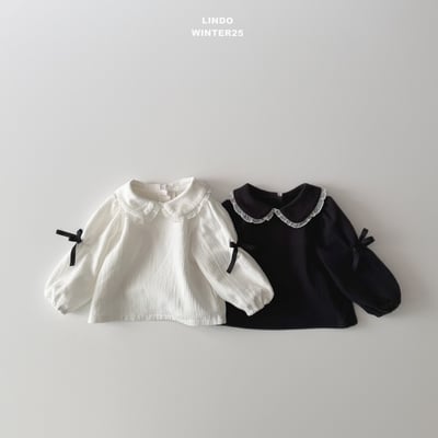 Lindo44｜(80cm-125cm) 蕾絲領緞帶襯衫1