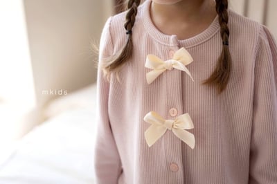 M-KIDS44｜(65-115cm) 2色蝴蝶結緞帶和夜套裝10