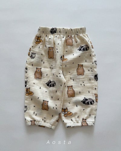 AOSTA23｜(6m-5y) 印花棉麻休閒縮口褲3