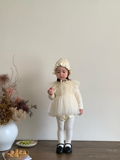 JE021｜(66cm-90cm) 蕾絲花紋薄紗包屁衣含帽子17