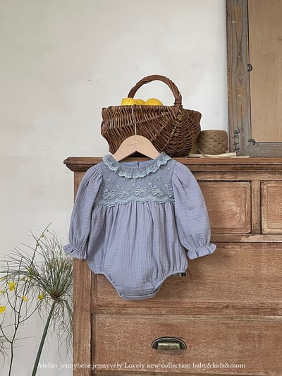 JE563｜(66-120cm) 蕾絲花邊領包屁衣/洋裝8