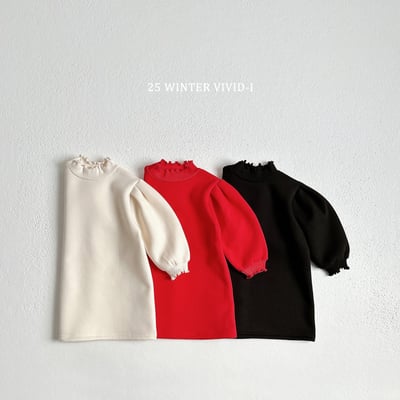 vivid89｜(78cm-125cm) 捲邊公主袖洋裝3