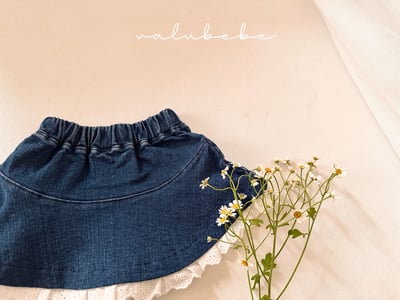 Valubebe24｜(65-90) 蕾絲滾邊牛仔裙6