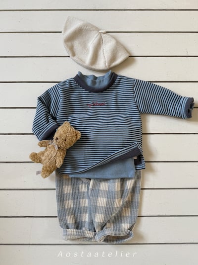 AOSTA55｜(6m-5y) 細條紋刷毛上衣11