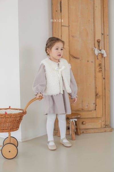 M-KIDS32｜(65-115cm) 2色抓皺圓領洋裝11