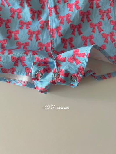 SO.U19｜(6m-4y) 蝴蝶結印花包屁扣吊帶褲3