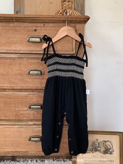 JE581｜(73-100cm) 抓皺綁帶連身褲/素面捲邊上衣5