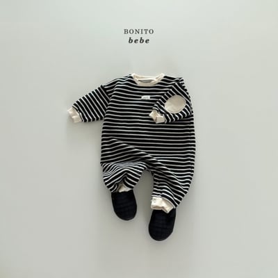 Bonito71｜(3m-18cm) 條紋補丁連身衣9