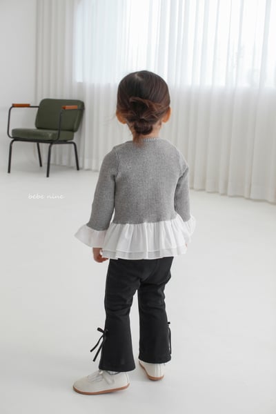 bebe nine32  (65-115) 2色蝴蝶緞帶小喇叭褲2