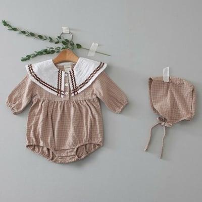 LEMONADE40｜(55cm-85cm) 2色格紋翻領包屁衣含帽子22