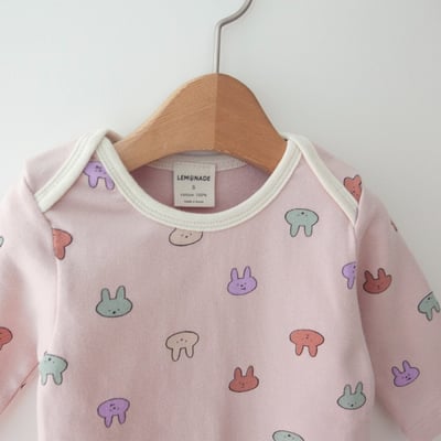 LEMONADE23｜(55cm-85cm) 2色彩繪小兔包屁衣含帽子21