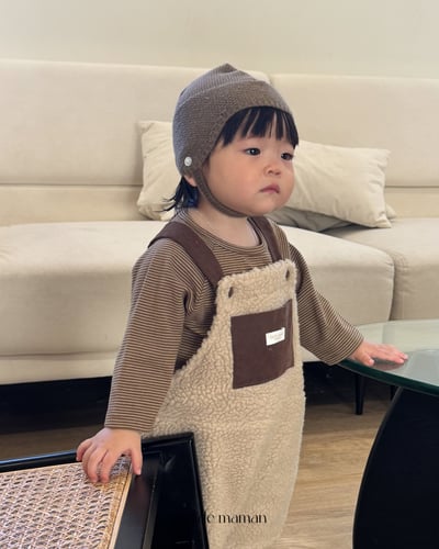 Cieldemaman06｜(6M~24M)  撞色絨毛吊帶褲6