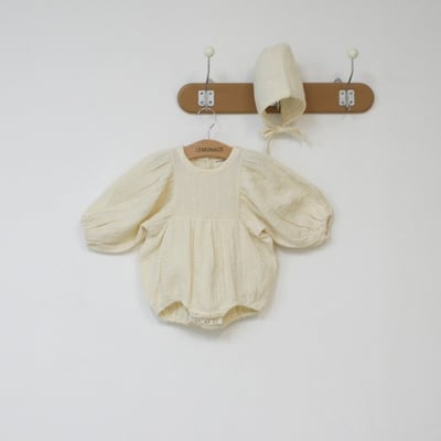 LEMONADE07｜(55cm-85cm) 1色花紋娃娃袖包屁衣含帽子1