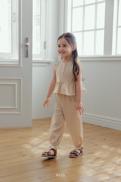 ROA03｜(6m-18m) 2色蕾絲波浪邊棉麻縮口套裝1