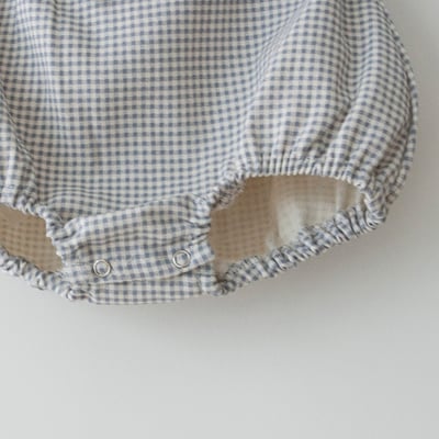 LEMONADE01｜(55cm-85cm) 2色格紋肩帶包屁衣含小熊帽子16