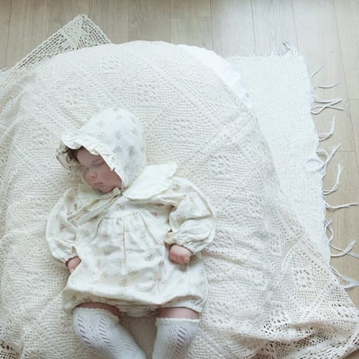 LEMONADE25｜(55cm-85cm) 2色玫瑰碎花包屁衣含帽子14