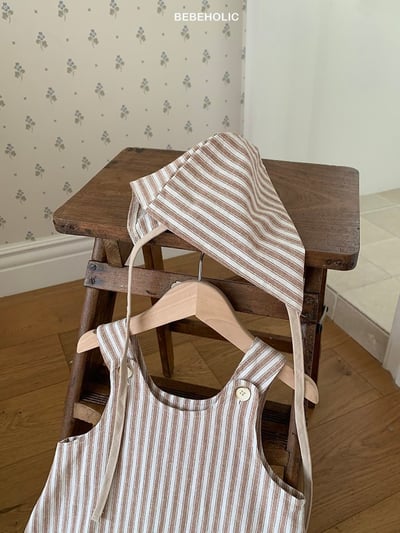 Bebe holic15｜(3m-18m) 條紋連身裝(含帽子)17