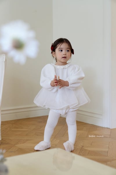 bebe nine55 (65cm-85cm) 2色蕾絲滾邊薄紗洋裝包屁衣2