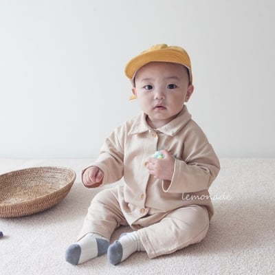 LEMONADE49｜(55cm-85cm) 2色有領素面連身衣2