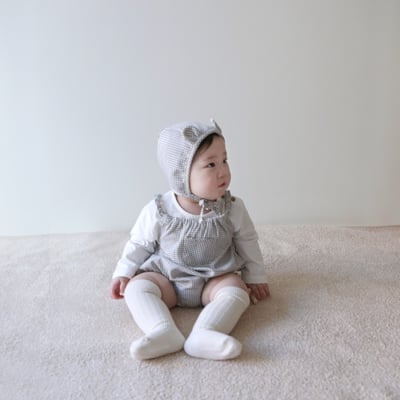 LEMONADE01｜(55cm-85cm) 2色格紋肩帶包屁衣含小熊帽子12