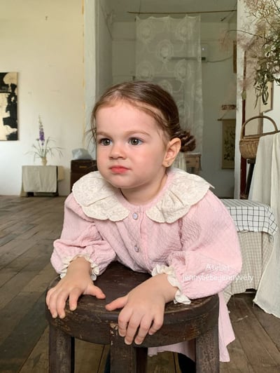 JE551｜(73-100cm) 蕾絲花邊領壓紋套裝12