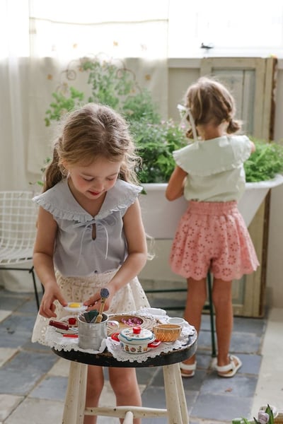 FLO37｜(75-140) 花邊翻領綁帶上衣13