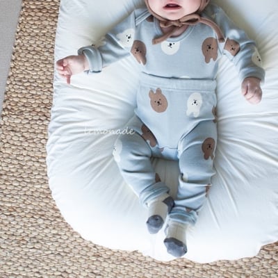 LEMONADE46｜(55cm-85cm) 2色小熊包屁衣長褲含帽子8