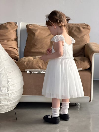 JE729｜(80-110cm) 白天鵝壓紋薄紗洋裝11